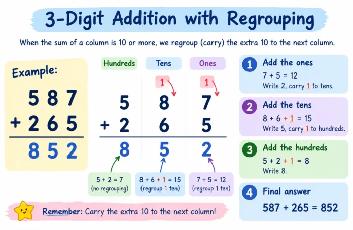 3-digit addition with regrouping